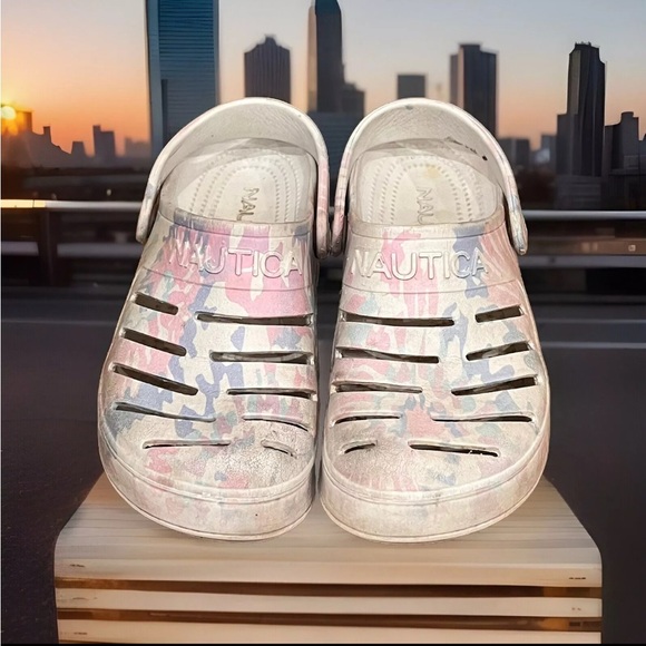Nautica Pastel Tie Dye White River Edge Clogs Size 7 - Picture 4 of 7